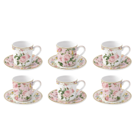 Puodeliai su lėkštelėmis CHANT DES ROSES (100 ml., 6 vnt.)