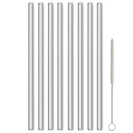 Stikliniai šiaudeliai su šepetėliu (8 vnt., 23 cm)