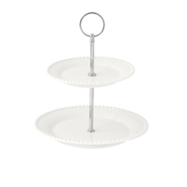Porcelianinis serviravimo indas, 2 aukštų  „TIFFANY WHITE“ 