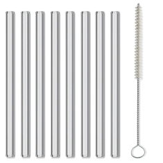 Stikliniai šiaudeliai su šepetėliu (8 vnt., 15 cm)