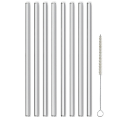 Stikliniai šiaudeliai su šepetėliu (8 vnt., 23 cm)